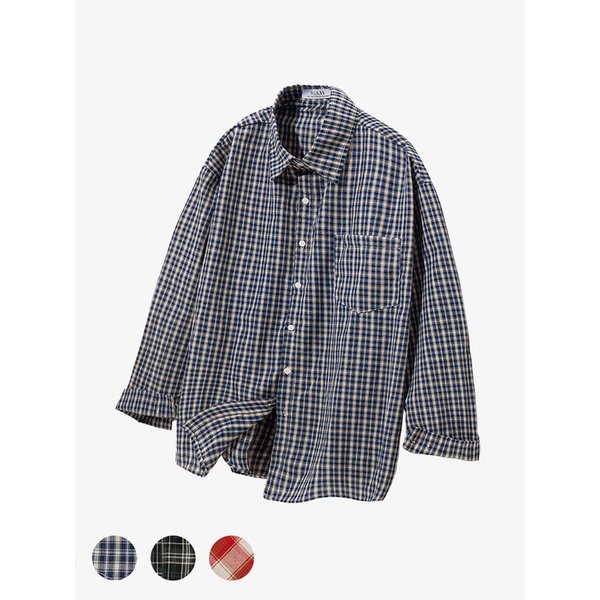 MS002 OVERFIT CHECK SHIRT_BLUE