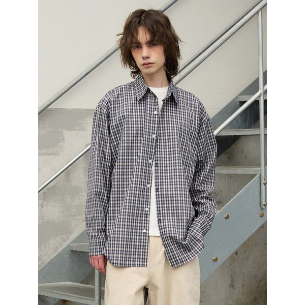 MS002 OVERFIT CHECK SHIRT_BLUE
