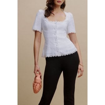 Reformation 플라워 레이스 린넨 블라우스 (Anabella Linen Top) RF14306026