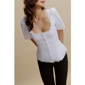 플라워 레이스 린넨 블라우스 (Anabella Linen Top) RF14306026