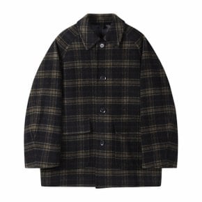 Brown Casentino Wool Check Short Coat_CWCAW24702BRX