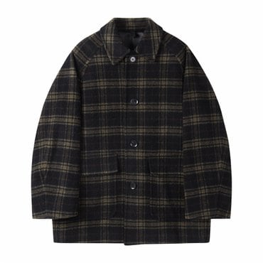 커스텀멜로우 Brown Casentino Wool Check Short Coat_CWCAW24702BRX