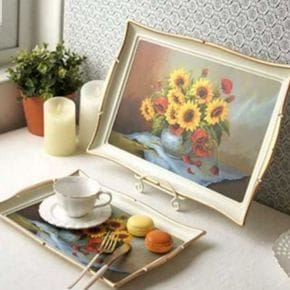 직사각 IKU247M7 앤틱 쟁반 2P 그림 액자 쟁반 디저트 홈카페 빈티지
