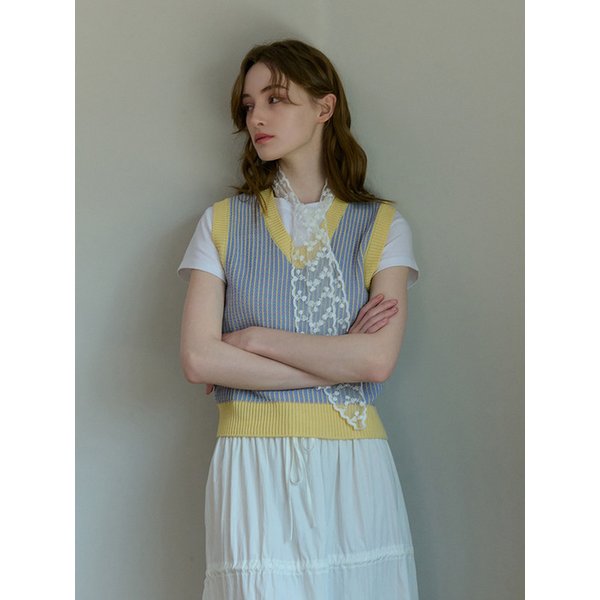 COLORING V-NECK KNIT VEST YELLOW