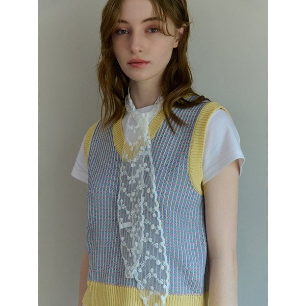 COLORING V-NECK KNIT VEST YELLOW