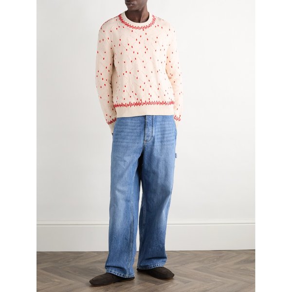 자수 자카드 니트 코튼 블렌드 셰닐 스웨터 46376663162838884