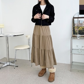 미니멀 GAA FW1044W 골덴 캉캉 밴딩 플레어 롱스커트 옷자락 코디