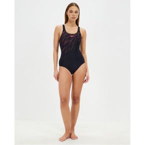 5206894 Speedo Hyperboom Placement Muscleback One-Piece - Black, Siren Red  Plum Dandy