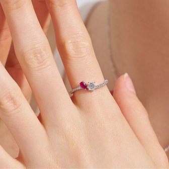  [도로시] 18k 블렌드 페어컷 루비 반지(랩 다이아몬드)