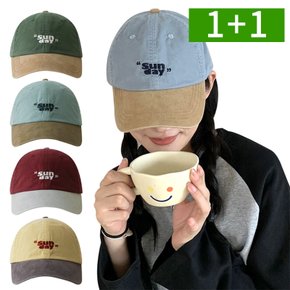 1+1 투톤 볼캡 야구모자 캡모자 면 여성 모자