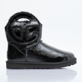 UGG 24 FW 어그 x 텔파 로고 패치 시어링 크링클 미디 부츠 블랙 1155790 BLK