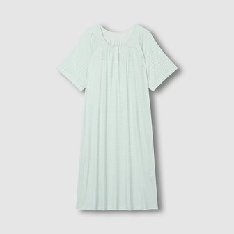 JAJU 여 보드리 체크 반팔 파자마 원피스 J206203050046