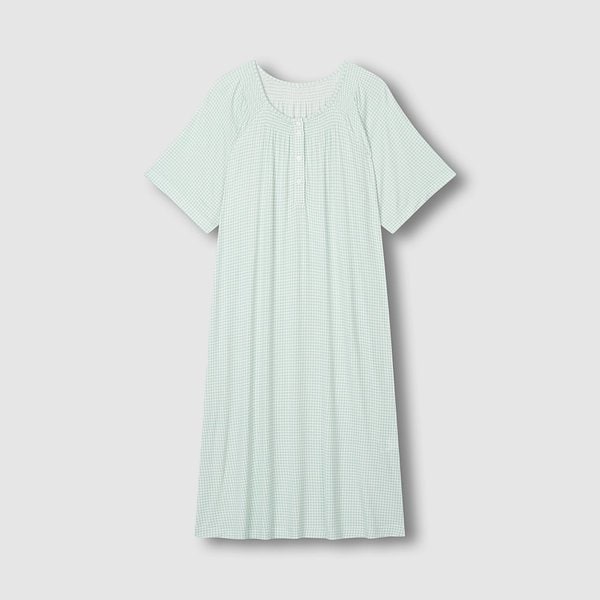 여 보드리 체크 반팔 파자마 원피스 J206203050046