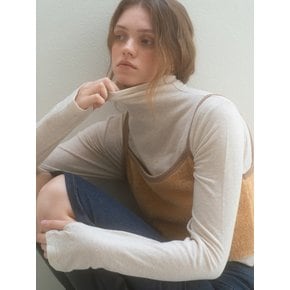 ANGORA POLO NECK T-SHIRT OATMEAL