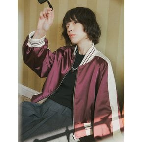 O3717 Crop blouson jumper_Satin wine