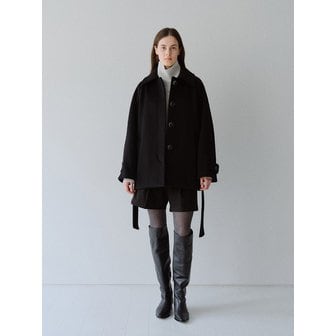 모한 TWW WOOL100 HIDDEN SINGLE HALF COAT_BLACK