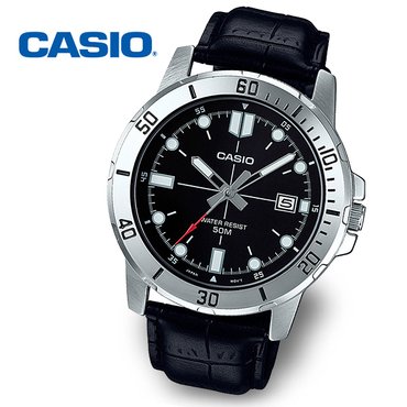 카시오 [정품] CASIO 카시오 흑새치 MTP-VD01L-1E 남성 야광 정장 가죽시계