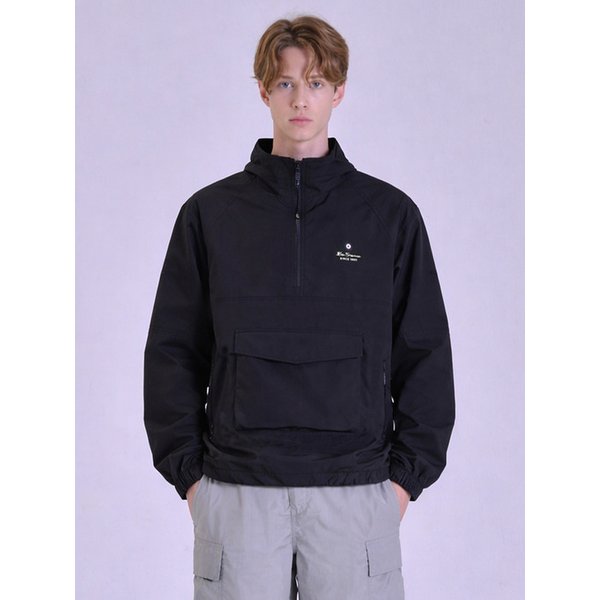 남성 로고 반집업 점퍼 블랙 BNBJP286M