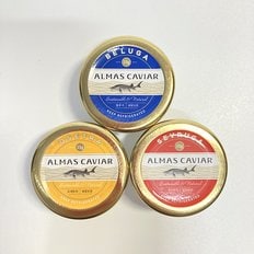 알마스캐비아 철갑상어알 벨루가 오세트라 세브루가 캐비어 15g, 30g