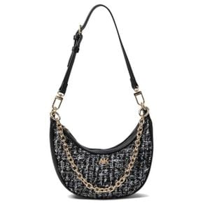 3704218 Anne Klein Tweed Cresent Shoulder Bag with Swag Chain