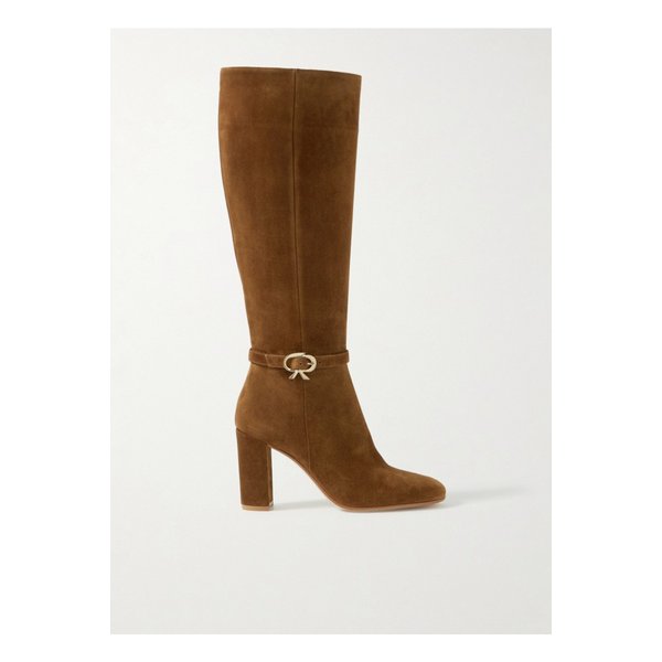 Ribbon 85 Buckled Suede Knee Boots 탠 브라운 18706561955892455