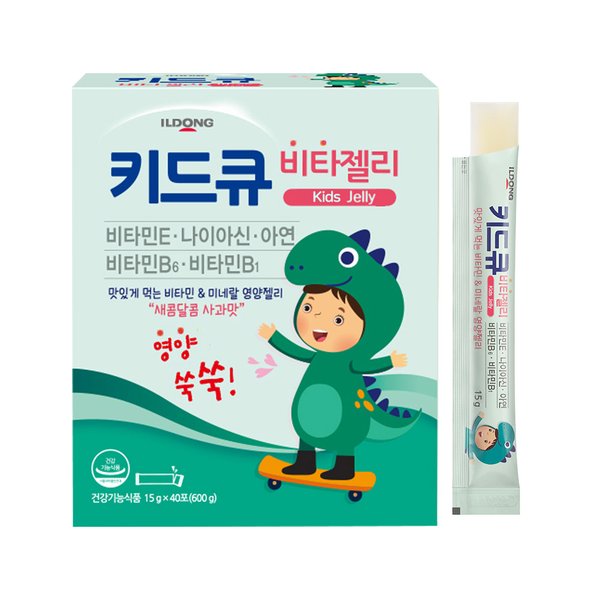 일동제약 키드큐 비타젤리 사과맛 40포 어린이 비타민E 나이아신 아연