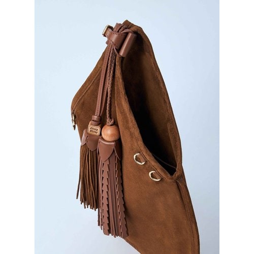 [해외배송] 25 F/W 미우미우 스웨이드 핸드백 WITH TASSELS 5BA295 2CSS F0316 B0111655334