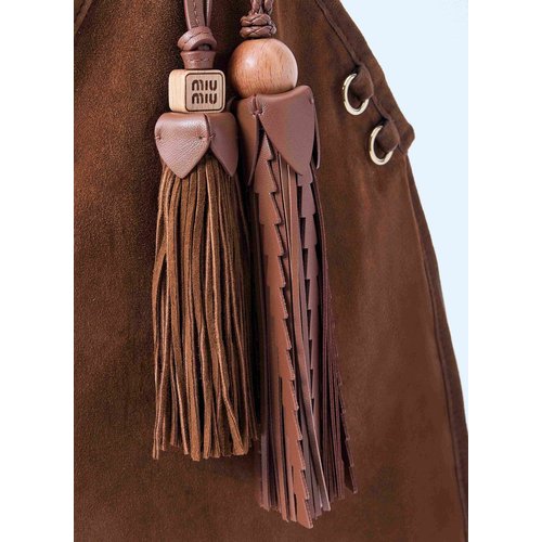 [해외배송] 25 F/W 미우미우 스웨이드 핸드백 WITH TASSELS 5BA295 2CSS F0316 B0111655334