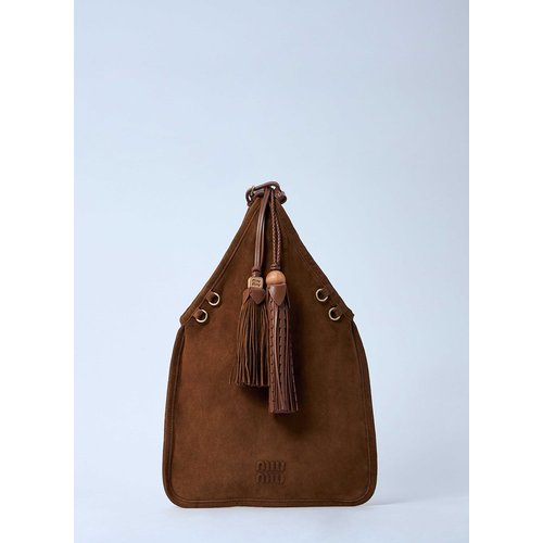 [해외배송] 25 F/W 미우미우 스웨이드 핸드백 WITH TASSELS 5BA295 2CSS F0316 B0111655334