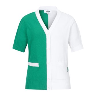 MARTINE GOLF [정상가 378000원]여성 반반 니트 반팔 가디건 그린 (QW0ECD20122)