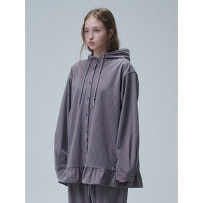 FRILL HOODED SHIRT, GREY