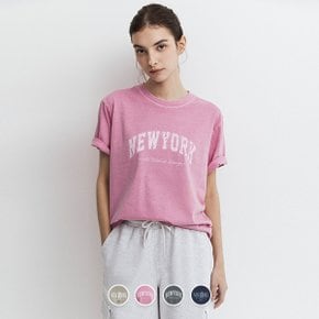 396506 여 가먼트다잉 루즈핏 그래픽 반팔티 (DYNG,NEW YORK)