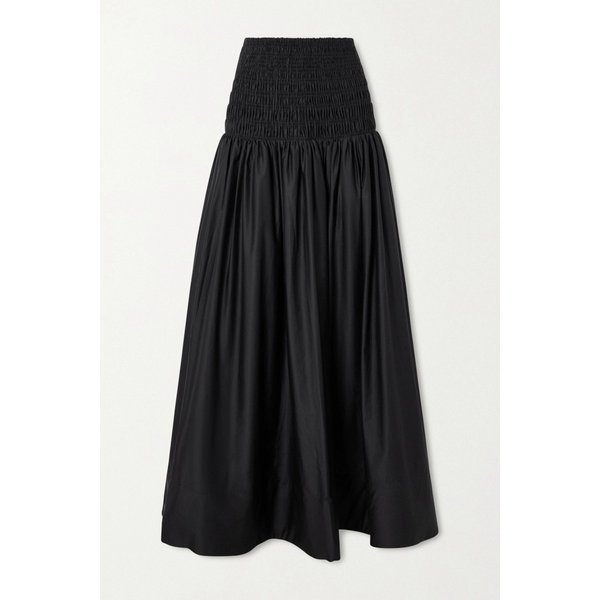 셔링 코튼 새틴 미디 스커트 46376663162953065