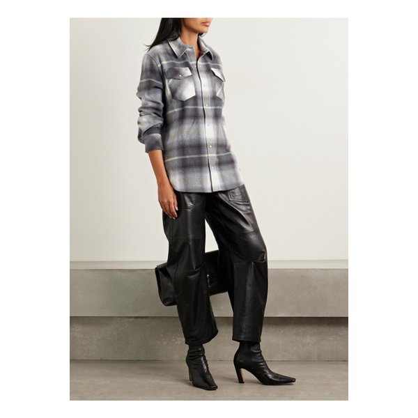 갓스 트루 캐시미어 체크 캐시미어 셔츠 그레이 46376663162919041