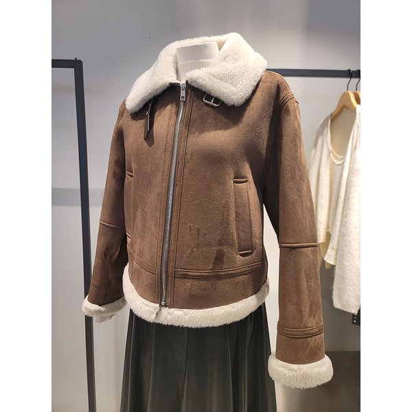 [여주점] 넥 버클 집업 신세틱 무스탕 자켓(SALEC1561)