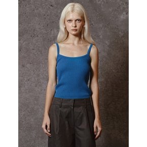 RIBBED SLEEVELESS KNIT TOP - BLUE