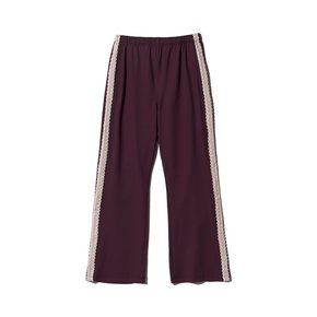 Lace Trim Track Pants - Burgundy