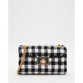 4657718 Kate Spade Evelyn Gingham Tweed Fabric Small Shoulder Crossbody - Black Multi