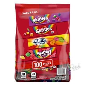 라이프세이버 스키틀즈 구미 젤리 캔디 4가지 맛 개별포장 대용량 100개입 SKITTLES AND LIFESAV