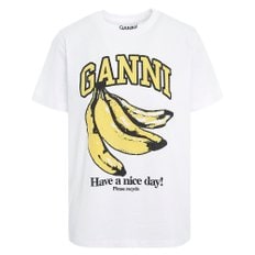 [국내/당일]24SS T3861 151 가니 BANANA 프린트 화이트 반팔티