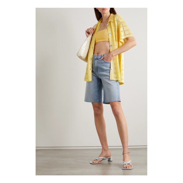 칼레 델 마르 스트레치 니트 브라 탑 옐로 9649229528803458