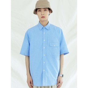 UTILITY CURVED POCKET OXFORD 1/2 SHIRT SKYBLUE