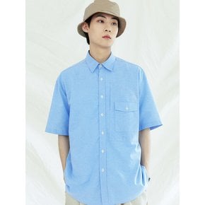 UTILITY CURVED POCKET OXFORD 1/2 SHIRT SKYBLUE