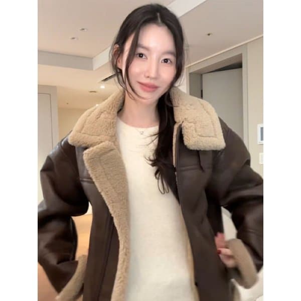 [단독][퀸지PICK]라이더 페이크 무스탕 재킷_YBCMU42