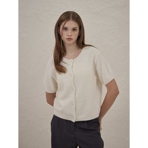 Cashmere Button Crop Knit Tee Ivory