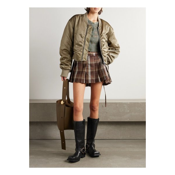 쇼디치 스키 클럽 제트 크롭  새틴 트윌 보머 재킷 밀리터리 그린 1647597350108733