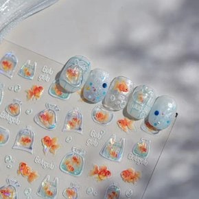 금붕어 바다 셀프 네일스티커 손톱스티커 데코 감성 손톱 꾸미기 물고기 네일스티커 네일아트
