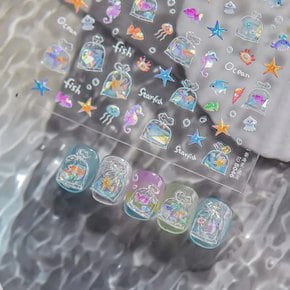 금붕어 바다 셀프 네일스티커 손톱스티커 데코 감성 손톱 꾸미기 물고기 네일스티커 네일아트