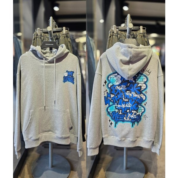 [시흥점] 남여공용 브릭그래피티 세미오버핏 후드(그레이) /JGET30802GY