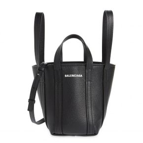 우먼 Balenciaga 엑스트라 스몰 에브리데이 노스 사우스 레더 토트백 블랙/ 화이트 9277752